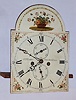English white dial, 8 day time and strike movement and seat board, Ch.Riddel, Old Medrum, c1815