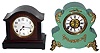 Two American 8 day time and strike mantel clocks, Kroeber and Seth Thomas.