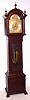 Seth Thomas, Thomaston, Conn., similar to "Hall Clock No. 34" tall clock 8 day time and strike weight driven movement in mahogany case with beveled glass lower door with brass dial and silvered chapter ring, c1900