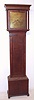 John Murch, Honiton English tall clock 8 day time and strike weight driven movement in flat top oak case with mahogany inlay and brass dial, c1760