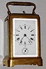 French repeating 8 day time/strike/alarm brass and glass carriage clock, c1870.