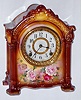Ansonia Clock Co., "La Savoie" Royal Bonn 8 day time and strike spring driven porcelain mantel clock, c1914