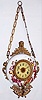 New Haven Clock Co, New Haven, Conn., "Thistle" porcelain hanging clock with 8 day time only spring driven movment, c1900
