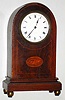 French inlaid mahogany 8 day time only spring driven shelf or desk clock, c1900