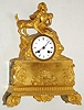 French gilt brass 8 day time andstrike spring driven figural mantel clock, c1880