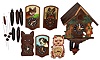 Five German dog related moving eye weight driven novelty clocks, plus one dog related two weight driven cuckoo clock, mid-20th century