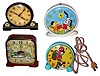 Four dog-related small desk/alarm clocks, 20th century.