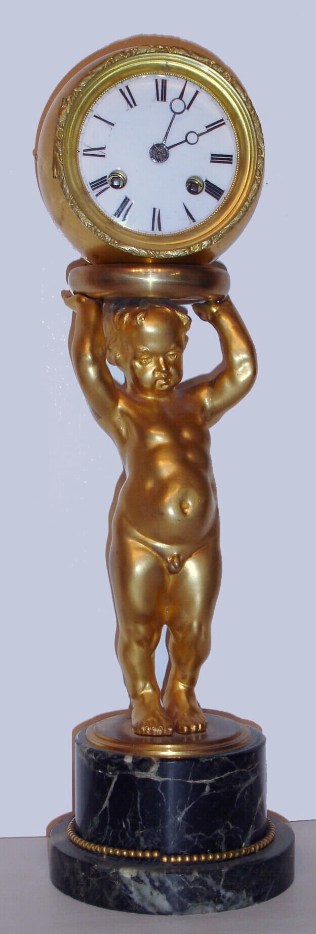 French, 8 day lever movement time and strike gilt figural mantel clock, c1900 — Antique Clocks Price Guide