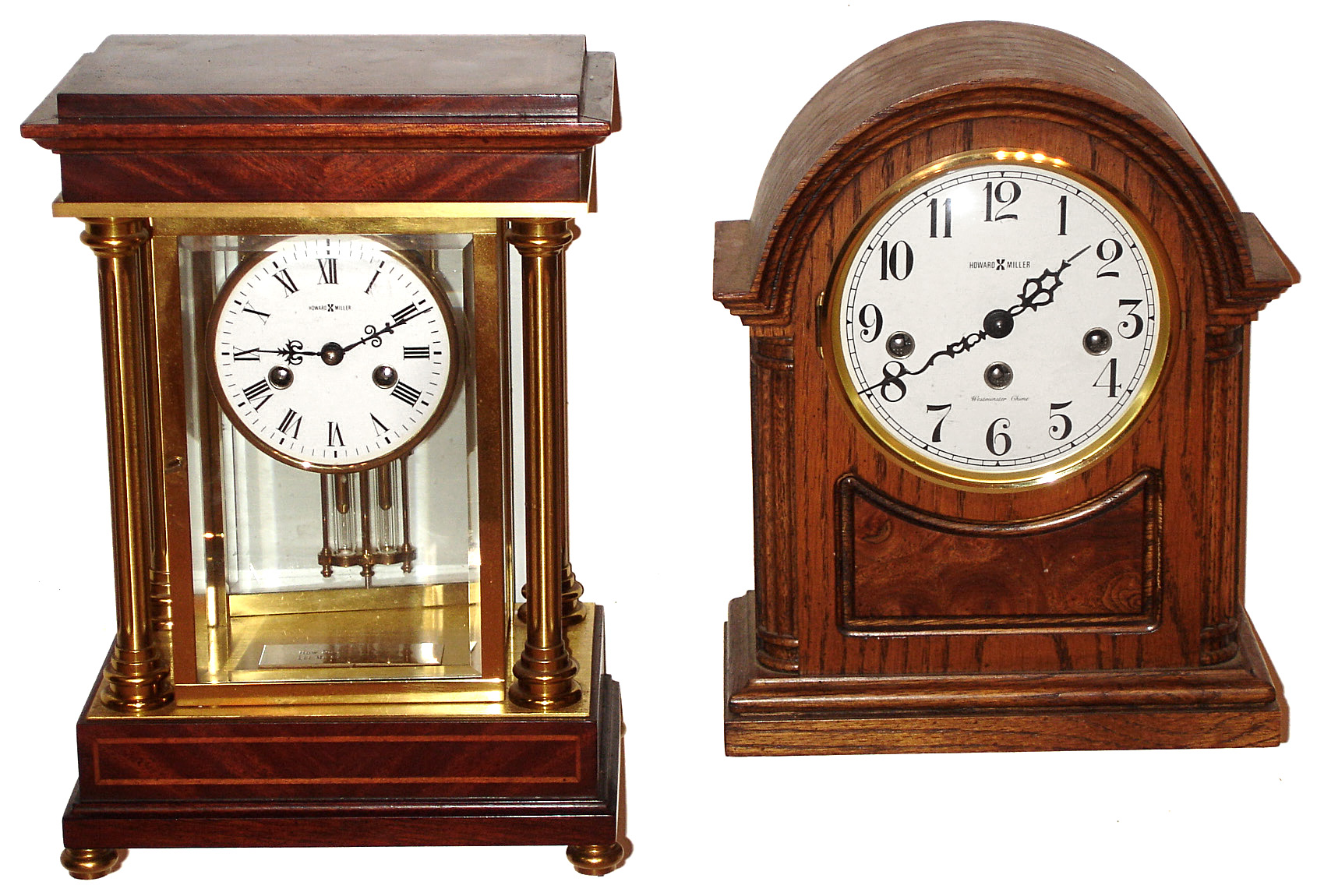 Clocks- 2 (Two) Howard Miller modern 8 day mantel clocks, late 20th century — Antique Clocks Price Guide