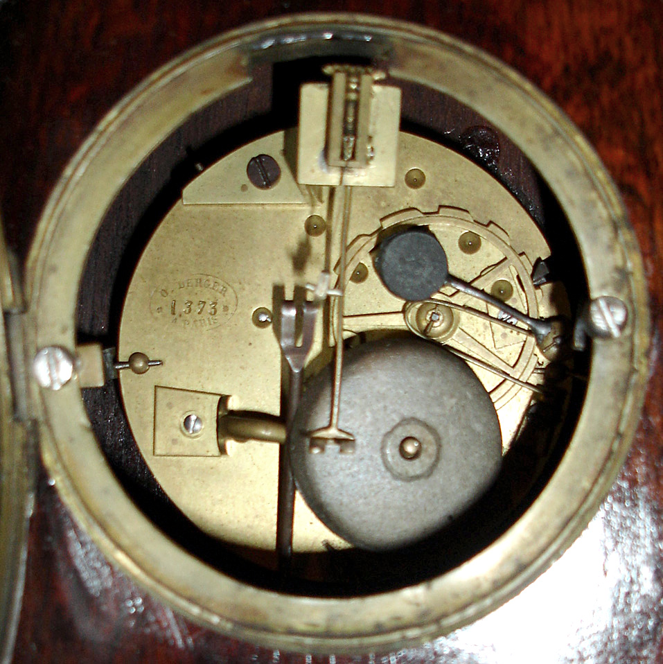 French inlaid wood 8 day time and strike mantel clock, c1855 — Antique Clocks Price Guide