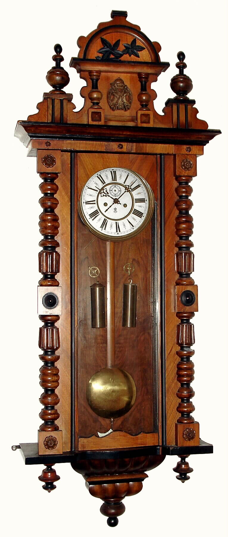 Gustav Becker, German walnut 8 day 2 weight time and strike Vienna regulator wall clock, c1911 — Antique Clocks Price Guide