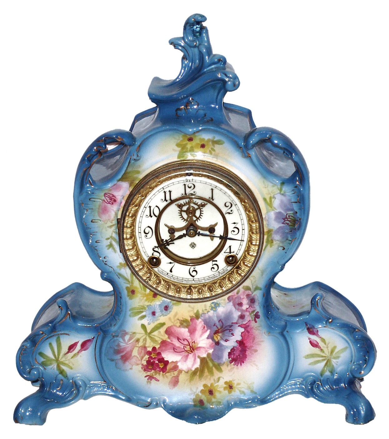 Ansonia Clock Co., New York, "La Vendee" 8 day time and strike porcelain clock, c1902 — Antique Clocks Price Guide
