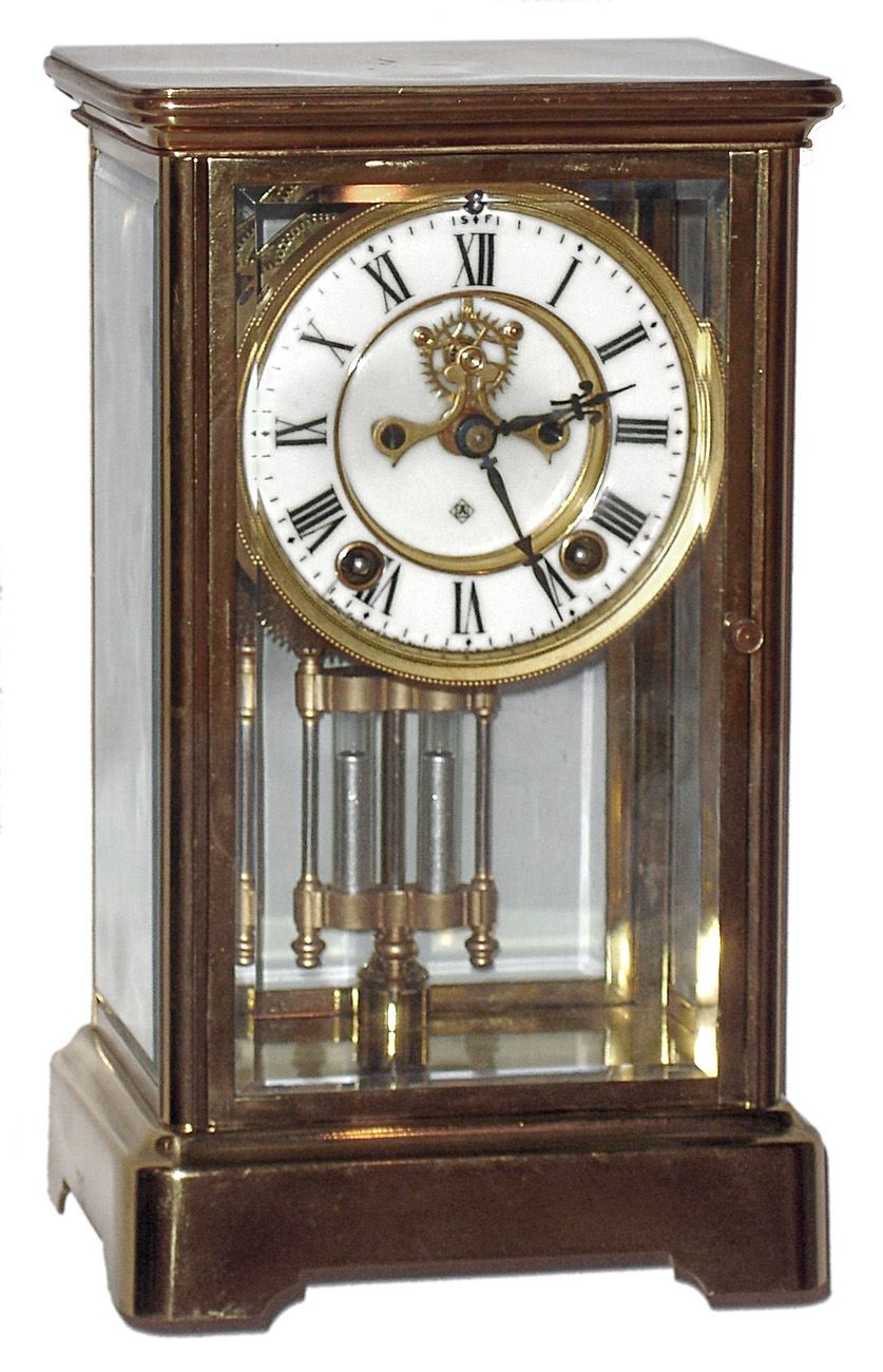 Ansonia Clock Co., New York, "Prism" 8 day time and strike crystal regulator mantel clock, c1914 — Antique Clocks Price Guide