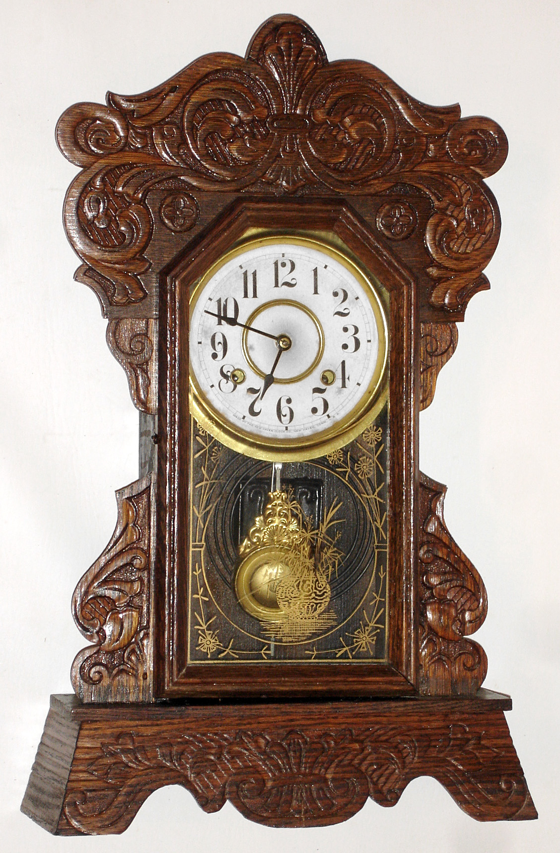 New Haven, New Haven, Conn., "Camden Line" 8 day time and strike oak kitchen clock, c1907 — Antique Clocks Price Guide