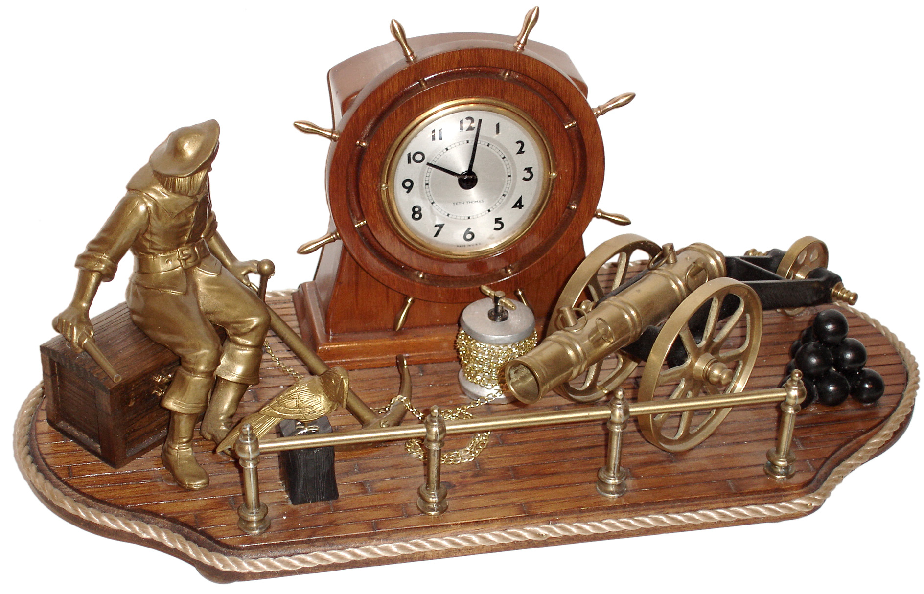 Seth Thomas Clock Co., marine tableau 8 day time only rear wind clock, c1950 — Antique Clocks Price Guide
