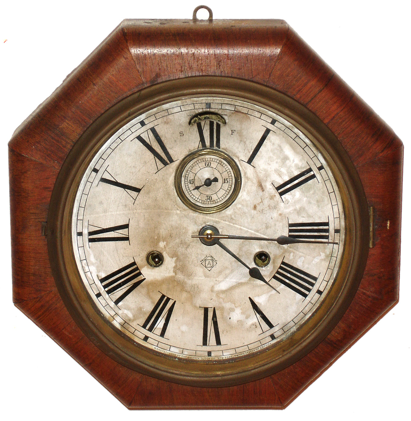 Ansonia Clock Co., New York, "Lever" walnut 30 hour time and strike 8" dial marine clock, c1895 — Antique Clocks Price Guide