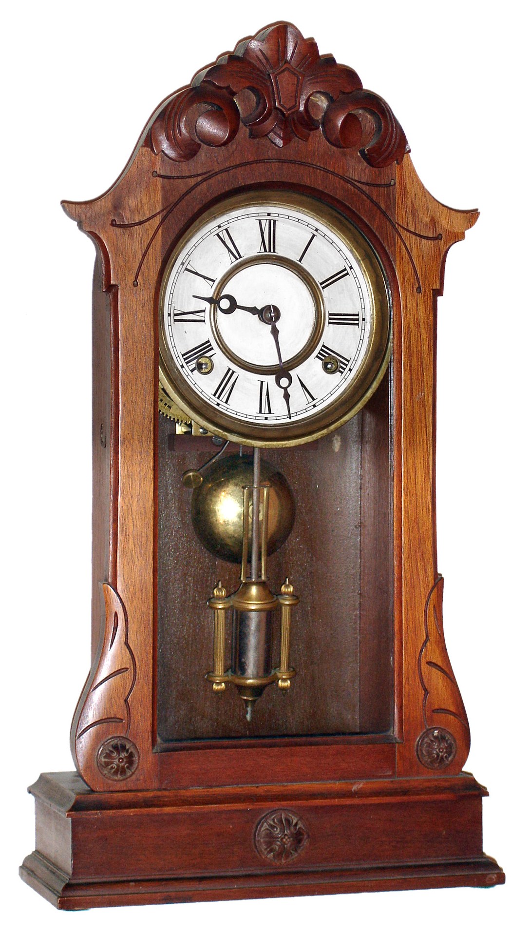 F. Kroeber, New York, "Winona" walnut 8 day time and strike mantel clock, c1875 — Antique Clocks Price Guide