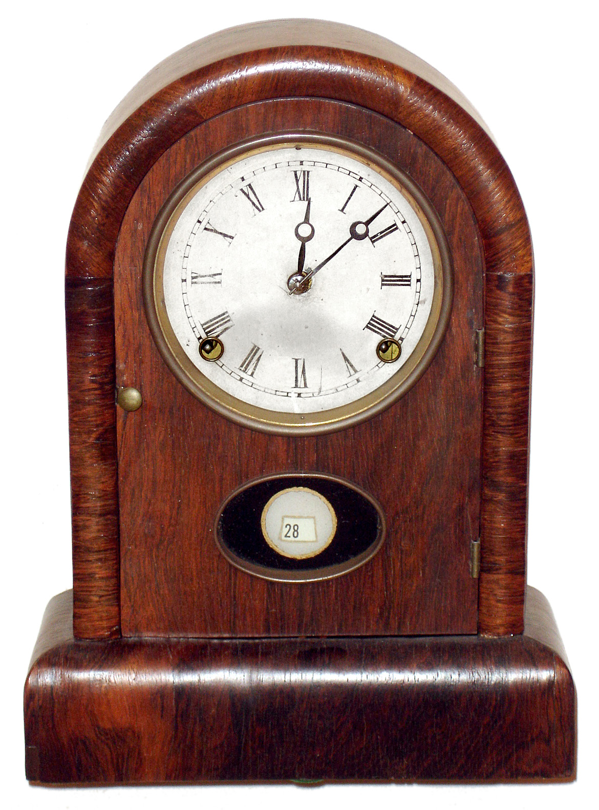 Wm. Gilbert Mfg. Co., Winsted, Conn. "Owen Calendar Clock" 8 day time and strike rosewood mantel clock, c1866 — Antique Clocks Price Guide