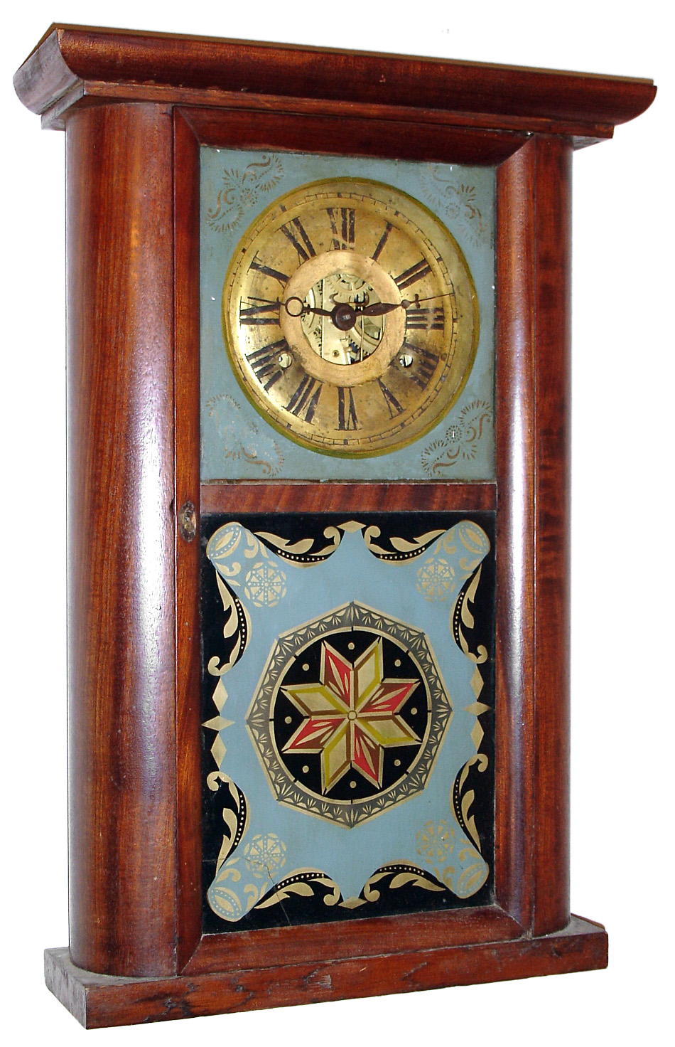 C. and N. Jerome, 30 hour time and strike weight brass movement round side shelf clock, c1836 — Antique Clocks Price Guide