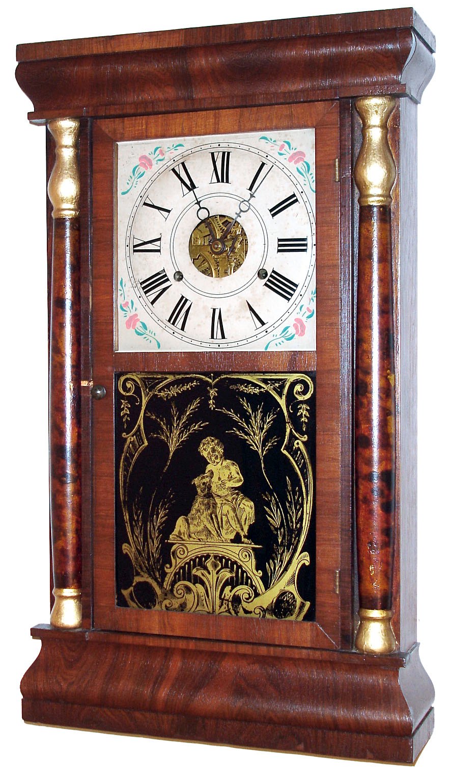 Seth Thomas Clock Co., Thomaston, Conn., "Shell Column" model with faux tortoise shell columns, 30 hour time and strike column shelf clock, c1870 — Antique Clocks Price Guide