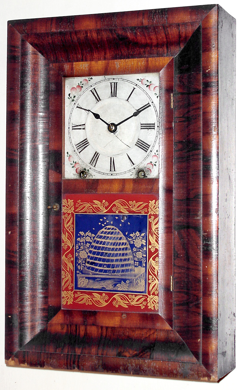 Ansonia Brass Co., Ansonia, Conn., 8 day time and strike mini OG shelf clock, c1855. — Antique Clocks Price Guide