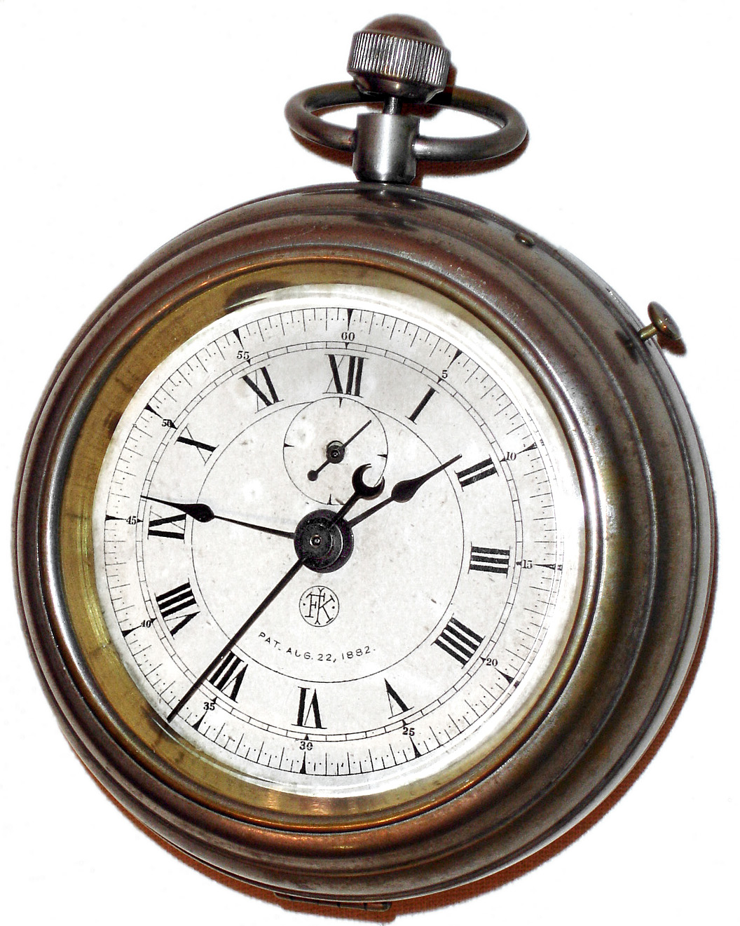 F. Kroeber, New York, "Grandfather" nickel case 30 hour chronograph, c1885 — Antique Clocks Price Guide