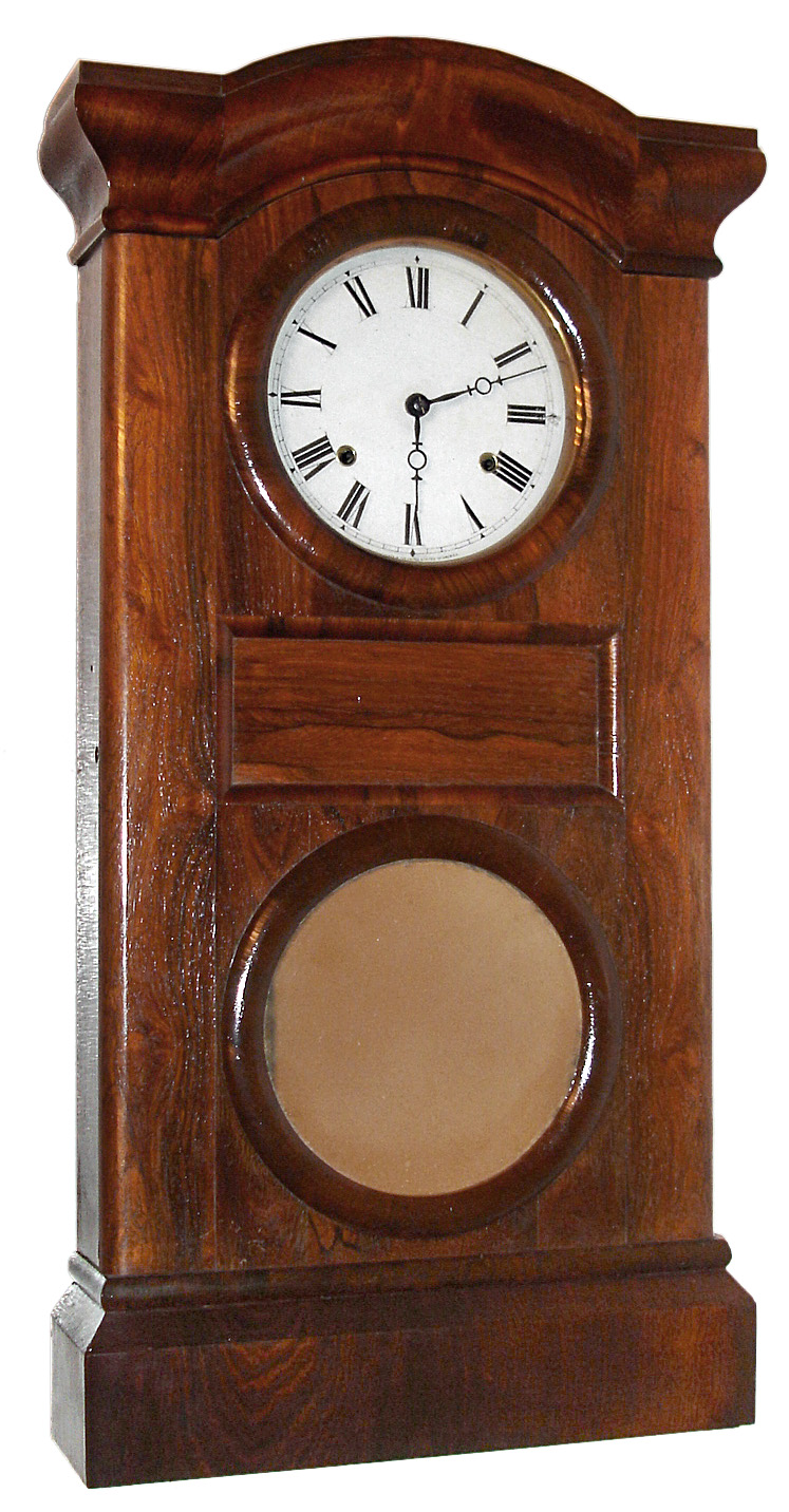Seth Thomas Clock Co., Thomaston, Conn., "Parlor No. 1", 8 day, time and strike, weight driven movement in rosewood veneer case with painted metal dial and mirror for lower tablet, c1875 — Antique Clocks Price Guide