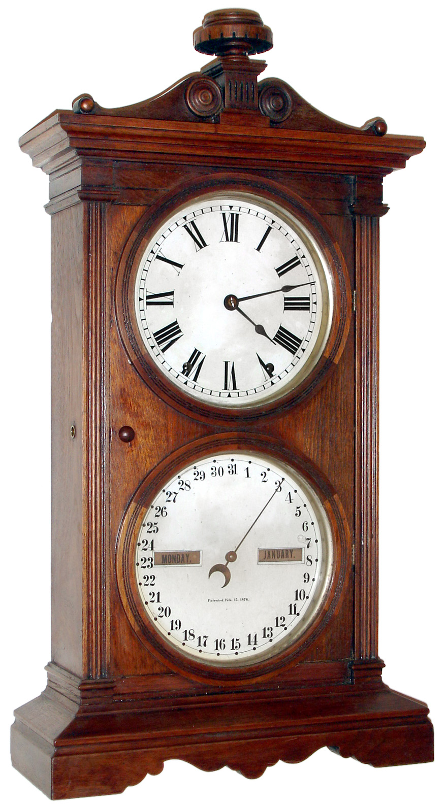 Seth Thomas Clock Co., Thomaston, Conn., "Parlor Calendar No. 6", 8 day, time and strike, shelf clock, c1886. — Antique Clocks Price Guide