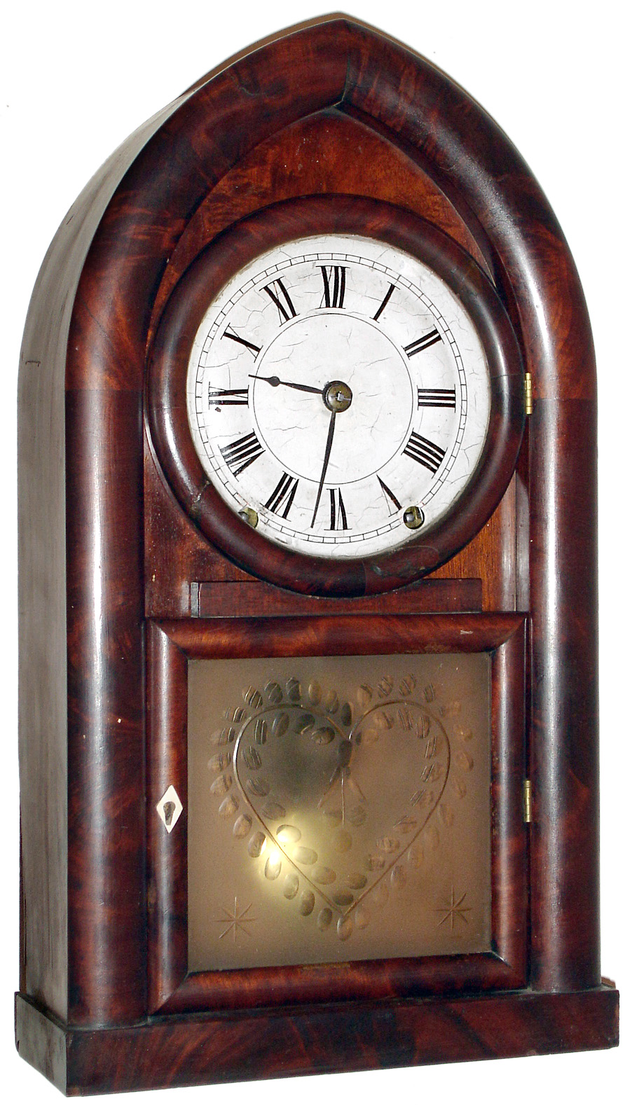Brewster and Ingrahams, Bristol, Conn, 8 day, time and strike, "Repeating Brass Clock", behive shelf clock, c1845. — Antique Clocks Price Guide