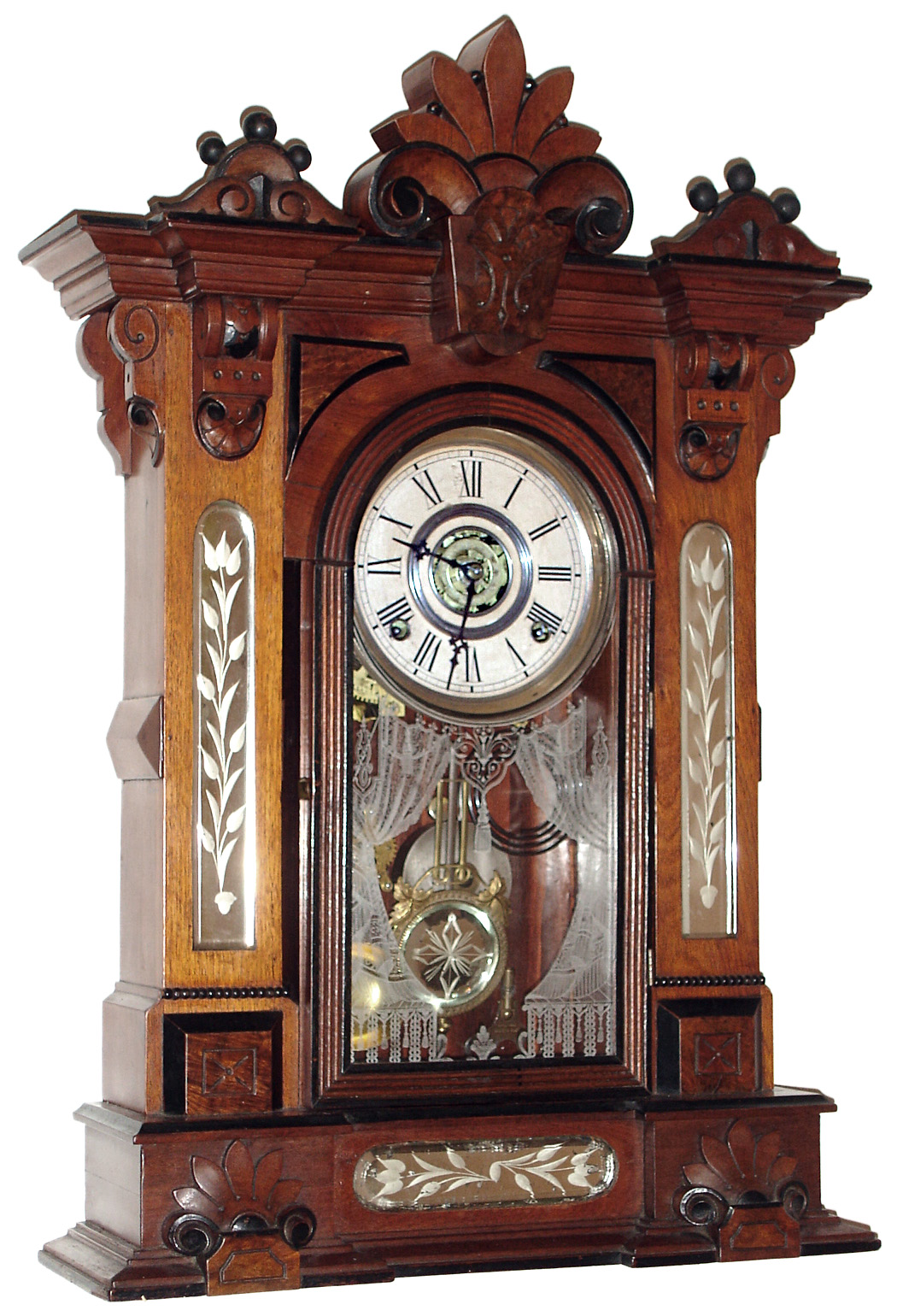 William L. Gilbert Clock Co., Winsted, Conn., "Amphion", 8 day, time and strike, mantel clock, c1885. — Antique Clocks Price Guide