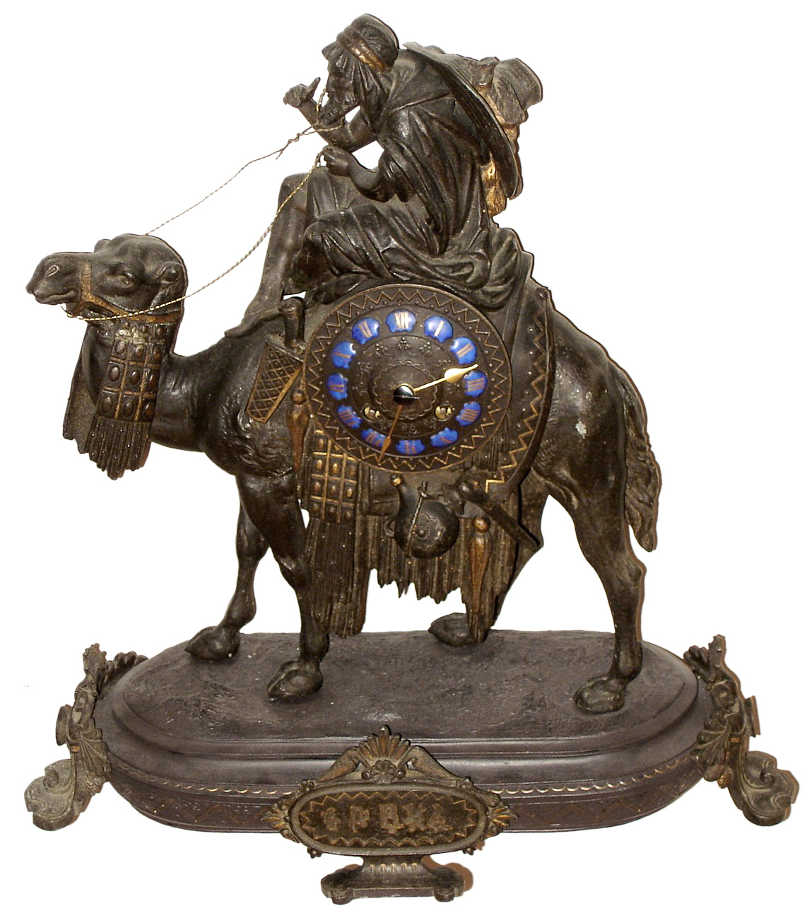 French, Dufaud, Paris, 8 day, time and strike, figural mantel clock, c1890 — Antique Clocks Price Guide