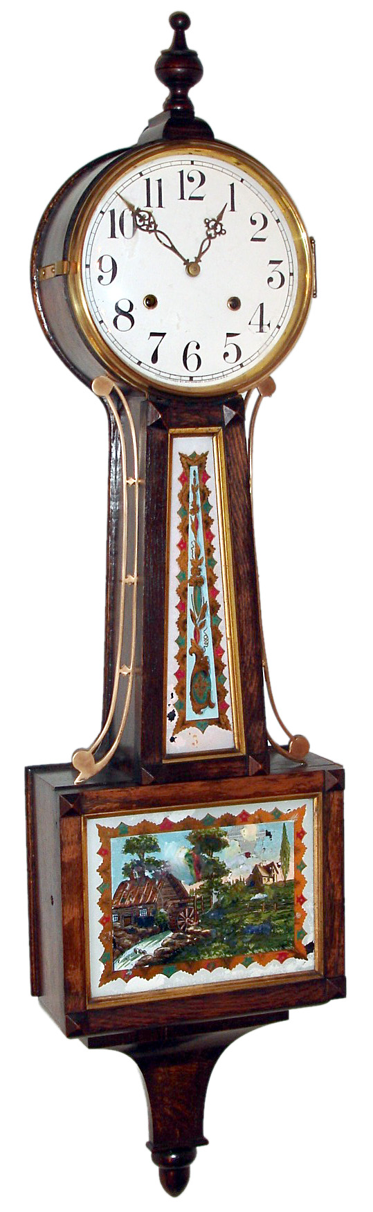 Waterbury Clock Co., Waterbury, Conn., "Willard No. 4", 8 day, time and strike, banjo clock, c1906 — Antique Clocks Price Guide