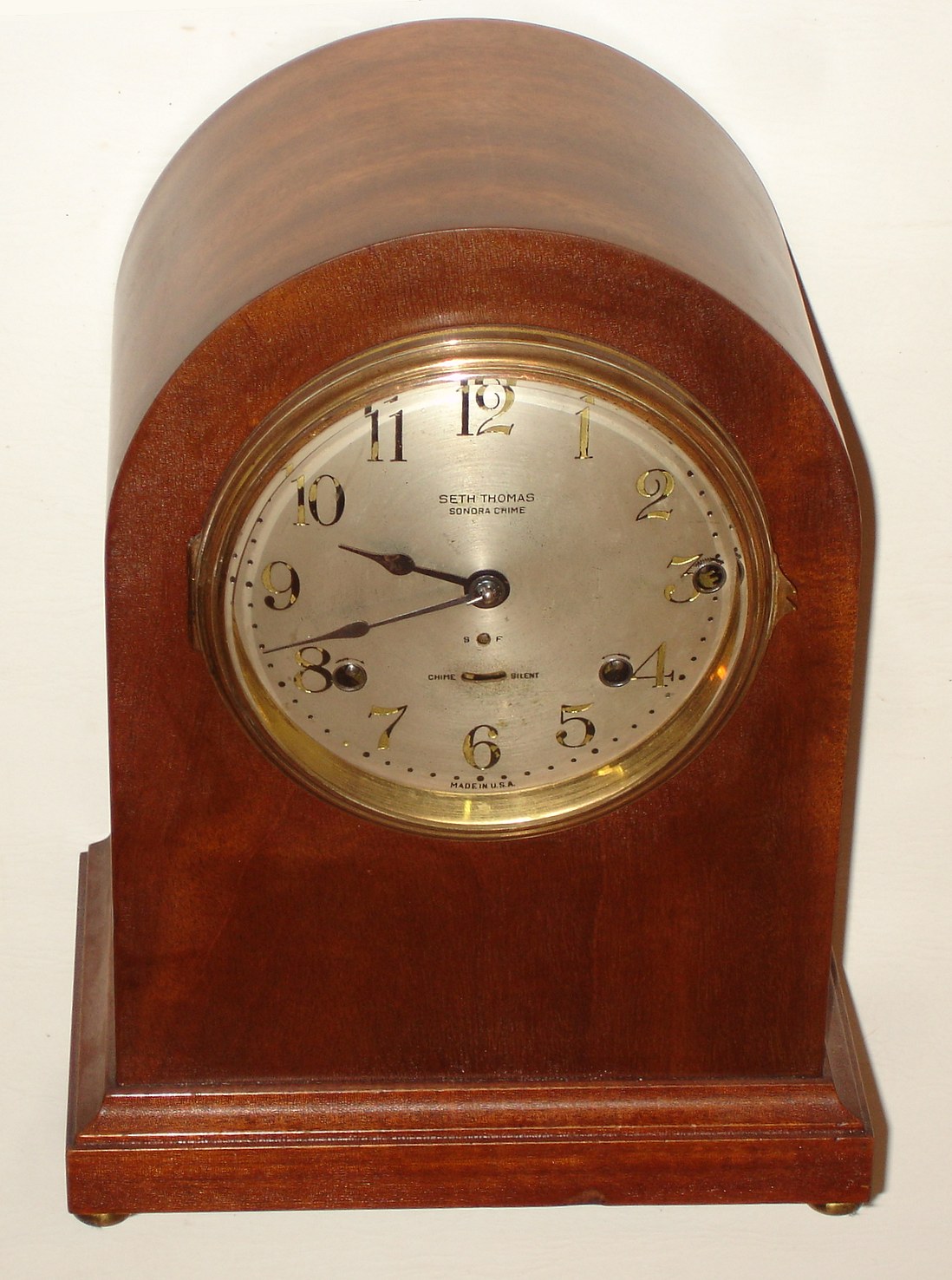 Seth Thomas Clock Co., Thomaston, Conn., "Chime Clock No. 11", 8 day, Westminster five bell Sonora chime mantel clock, c1910. — Antique Clocks Price Guide