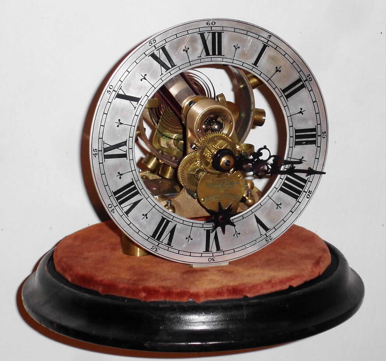 Eureka Clock Co., London, movement now associated with wood base and glass dome, c1906 — Antique Clocks Price Guide