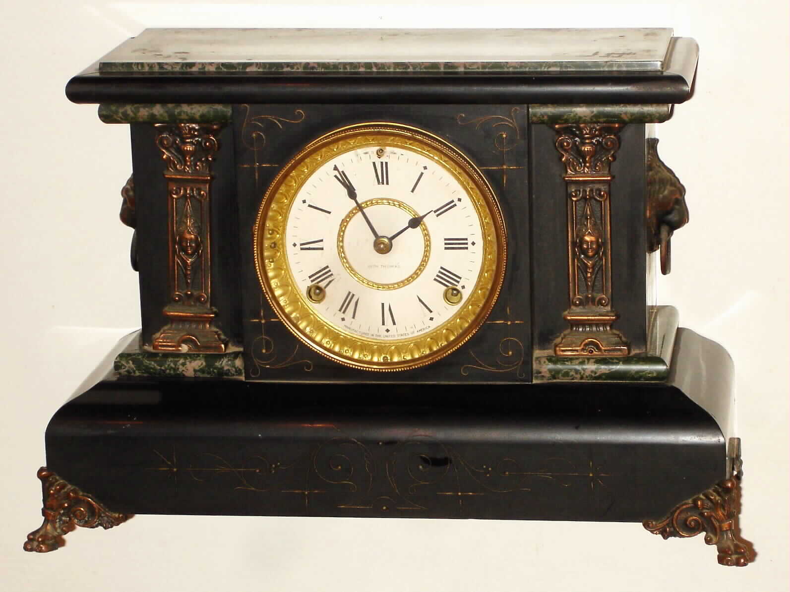 Seth Thomas Clock Co., Adamantine 8 day time and strike mantel clock, c1901 — Antique Clocks Price Guide