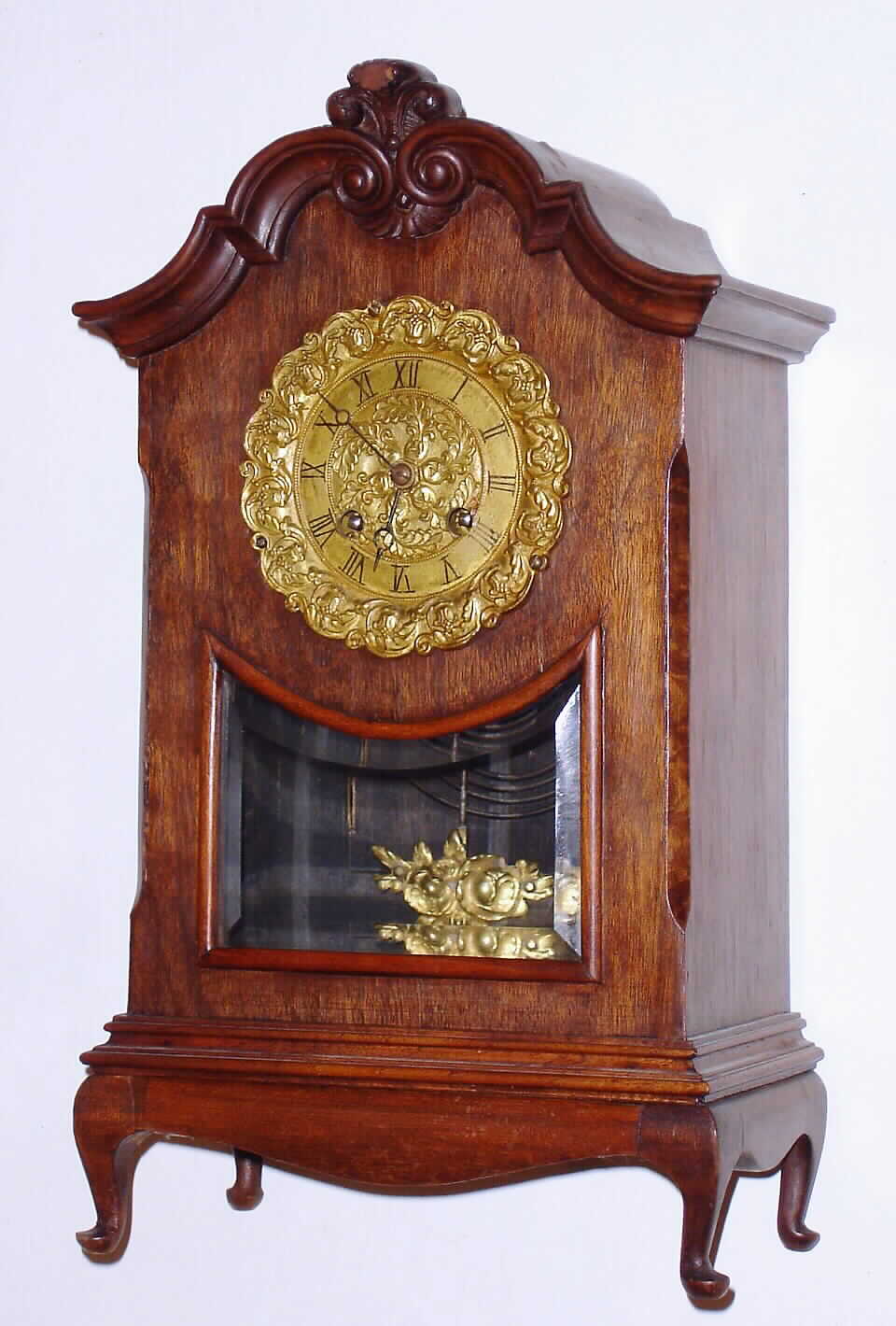 Japy Freres, French mantel clock, 8 day, time and gong strike, spring driven movement in mahogany case in the form of a wardrobe with case brass dial, c1870 — Antique Clocks Price Guide
