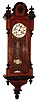German R/A wall clock, 8 day time and strike spring driven unsigned movement in walnut and ebonized case, c1890