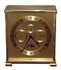 Gubelin, Switzerland multi-dial calendar moon phase desk clock, 8 day 15 jewel alarm movement in brass case, c1965