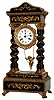 French Empire swinging doll 8 day time and strike ebonized portico clock, c1870