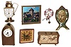 Clocks- 7 (Seven) metal desk clocks, 8 day and 30 hour, 20th century