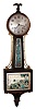 E. Ingraham, Bristol, Connecticut "Treasure" 8 day time and duplex strike (ding-dong) banjo clock, in a well proportioned hardwood case with mahogany finish, c1934