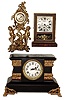 Clocks- 3 (Three) Connecticut mantel clocks -- black iron, gold novelty, cottage - late 19th and early 20th century