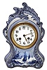 French Delft porcelain 8 day time and strike mantel clock, c1860.