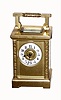 French 8 day time only carriage clock, smaller, English style, with carrying case, c1910