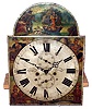 M.(Mark) Barr, Lanark, Scotland brass 8 day time and strike longcase clock movement, painted dial and pendulum, c1836