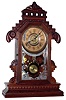 Gilbert Clock Co., Winsted, Conn, "Lebanon" walnut 8 day time, strike and alarm mantel clock, c1885