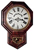 E. N. Welch Mfg. Co., Forestville, Conn. "No. 1 Drop Octagon" 8 day time only rosewood, short drop school clock, dial for J.E. Ellis and Co., Toronto, c1889