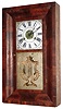 Unknown, (too much of the label is missing) , 30 hour, time and strike/alarm OG shelf clock, c1850; and shelf clock case only with stenciled half columns