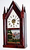 Silas B. Terry, Terryville, Conn., 30 hour time and strike tandem wind steeple clock, c1850. This is a very rare model using a single arbor to wind the time and strike side of the clock. A similar example can be found on page 184 in "Horology Americana" by Dworesky and Dickstein.