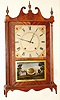 Eli and Samuel Terry, 30 hour time and strike wood movement pillar and scroll shelf clock, c1825
